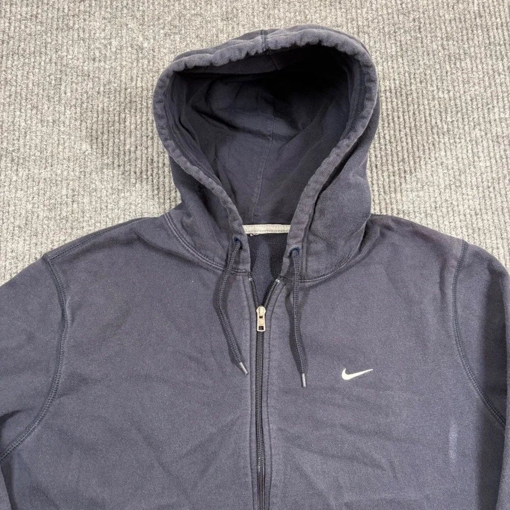 Nike Jacket Mens XXL Full Zip Hoodie Navy Blue Fleece Swoosh 341573-405